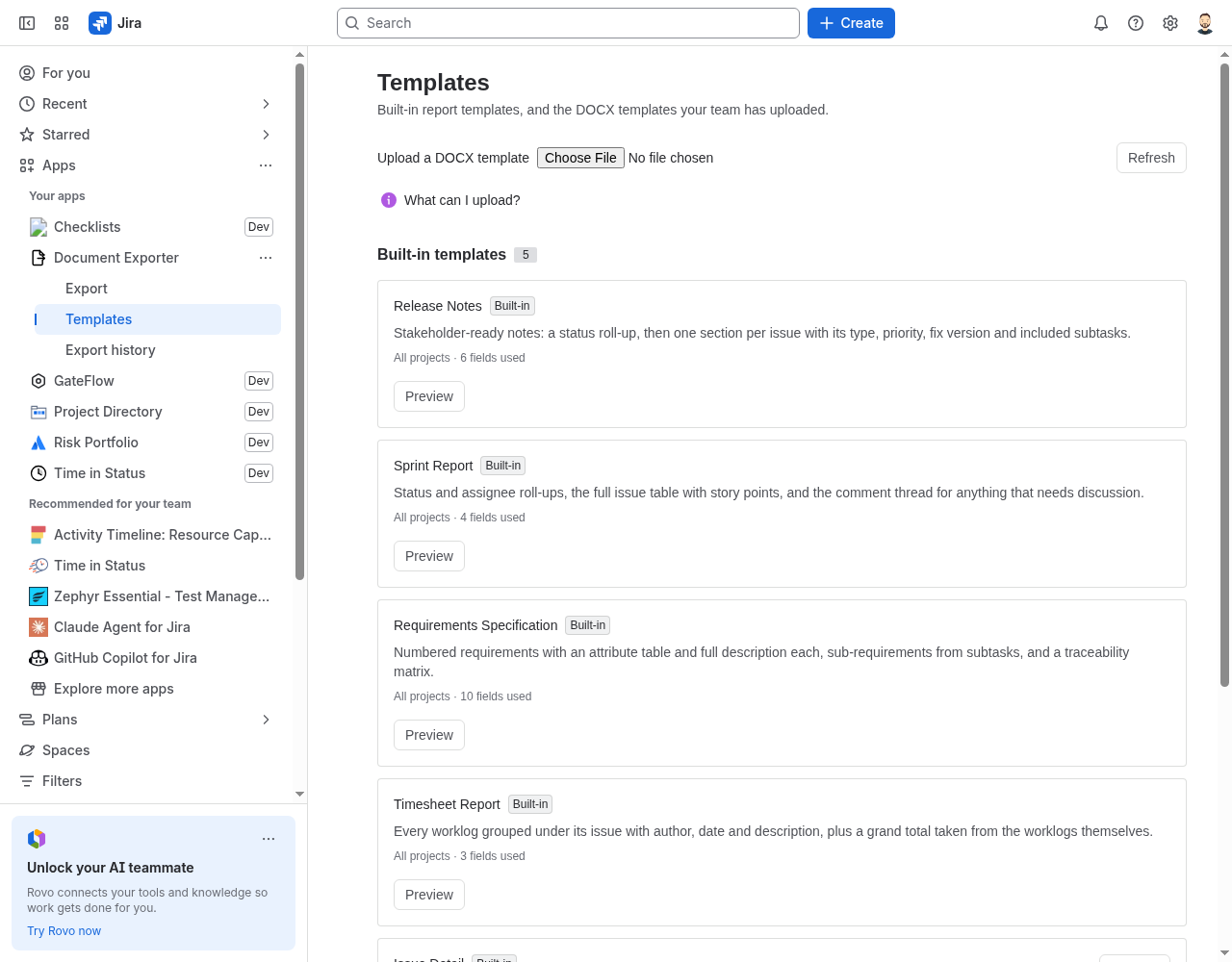 Word templates and uploaded .docx.